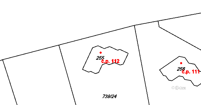 Svojkov 112 na parcele st. 255 v KÚ Svojkov, Katastrální mapa