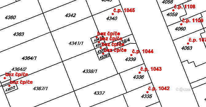 Plzeň 40048900 na parcele st. 4338/3 v KÚ Plzeň, Katastrální mapa