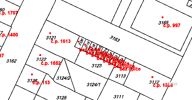 Litoměřice 41078900 na parcele st. 3117/2 v KÚ Litoměřice, Katastrální mapa
