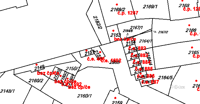 Děčín 41692900 na parcele st. 2152 v KÚ Děčín, Katastrální mapa