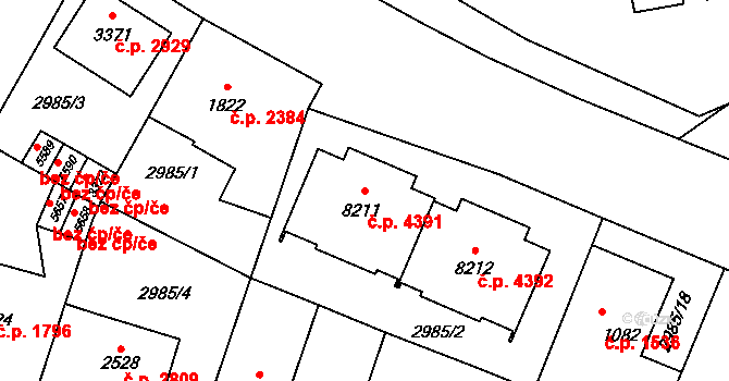Zlín 4391 na parcele st. 8211 v KÚ Zlín, Katastrální mapa