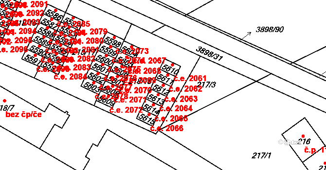 Řečkovice 2063, Brno na parcele st. 5612 v KÚ Řečkovice, Katastrální mapa