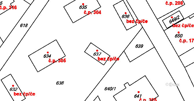 Lochovice 46975900 na parcele st. 637 v KÚ Lochovice, Katastrální mapa