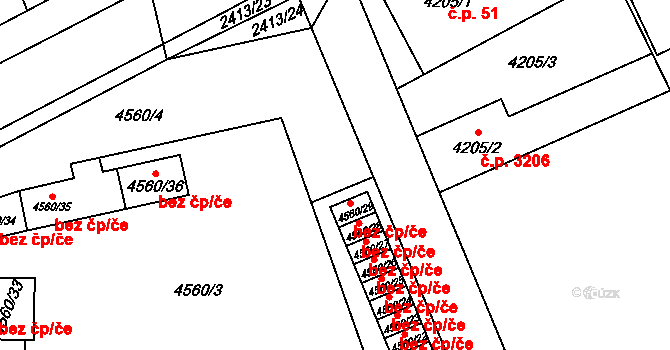 Teplice 47843900 na parcele st. 4560/29 v KÚ Teplice, Katastrální mapa