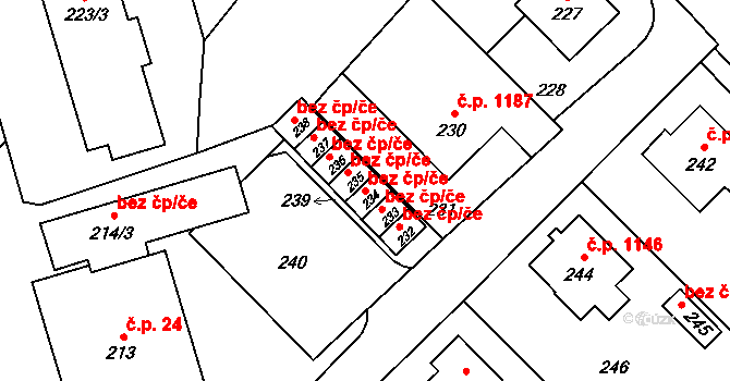 Vsetín 48294900 na parcele st. 234 v KÚ Vsetín, Katastrální mapa