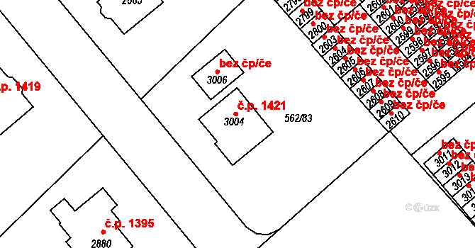 Neratovice 1421 na parcele st. 3004 v KÚ Neratovice, Katastrální mapa