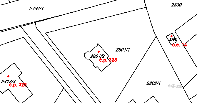 Třanovice 325 na parcele st. 2801/2 v KÚ Třanovice, Katastrální mapa