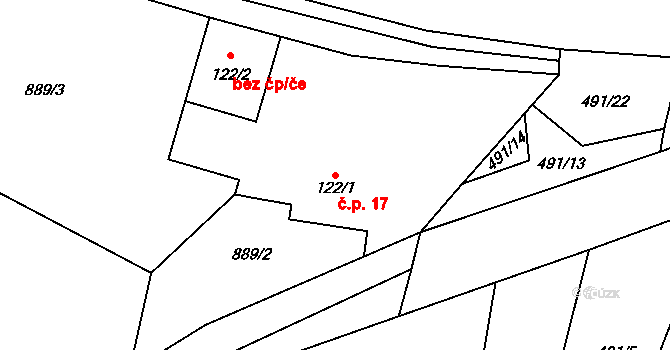 Březovice 17, Chroustovice na parcele st. 122/1 v KÚ Holešovice u Chroustovic, Katastrální mapa