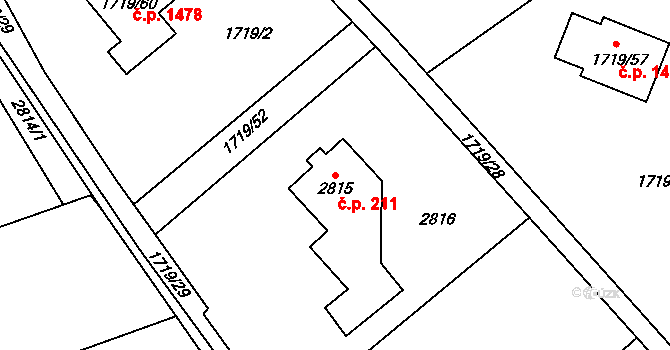 Horní Suchá 211 na parcele st. 2815 v KÚ Horní Suchá, Katastrální mapa
