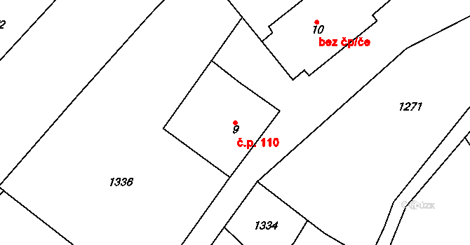 Kobylá nad Vidnavkou 110 na parcele st. 9 v KÚ Kobylá nad Vidnavkou, Katastrální mapa