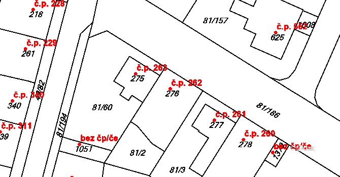Lobeček 262, Kralupy nad Vltavou na parcele st. 276 v KÚ Lobeček, Katastrální mapa