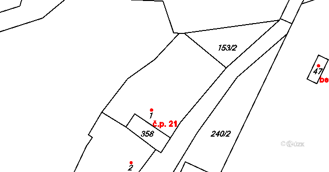 Hrušova Lhota 21, Přehořov na parcele st. 1 v KÚ Hrušova Lhota, Katastrální mapa