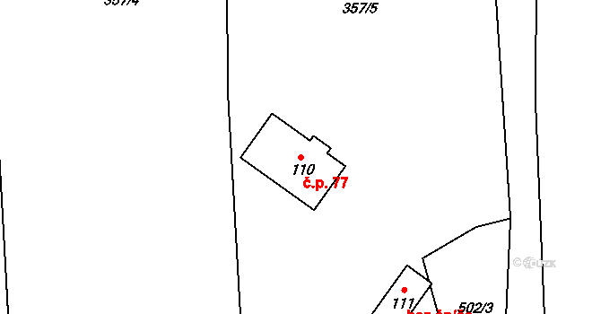 Dobrovítov 77 na parcele st. 110 v KÚ Dobrovítov, Katastrální mapa