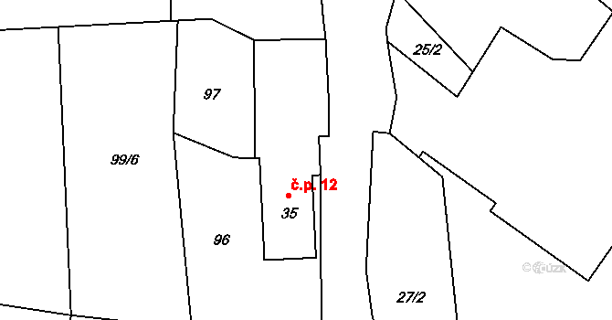 Petřvald 2-Petřvaldík 12, Petřvald na parcele st. 35 v KÚ Petřvaldík, Katastrální mapa