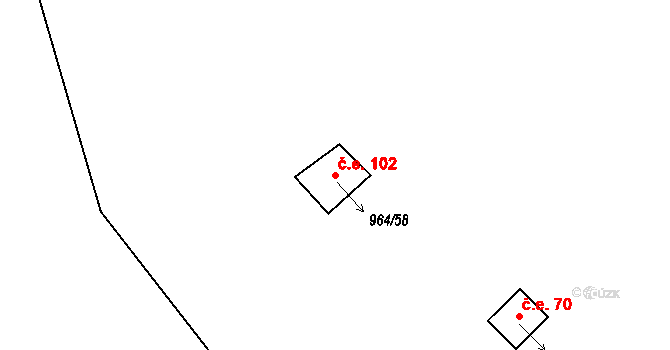 Luhov 102, Líšťany na parcele st. 964/58 v KÚ Luhov u Líšťan, Katastrální mapa