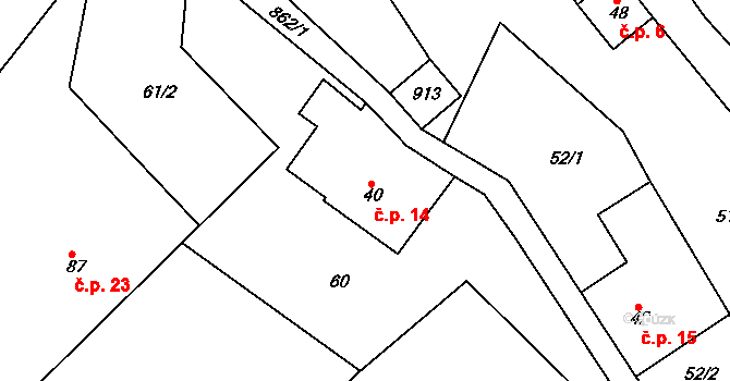 Svinná 14, Skuhrov nad Bělou na parcele st. 40 v KÚ Svinná u Brocné, Katastrální mapa