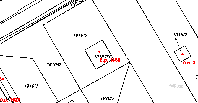 Holešov 1460 na parcele st. 1916/23 v KÚ Holešov, Katastrální mapa