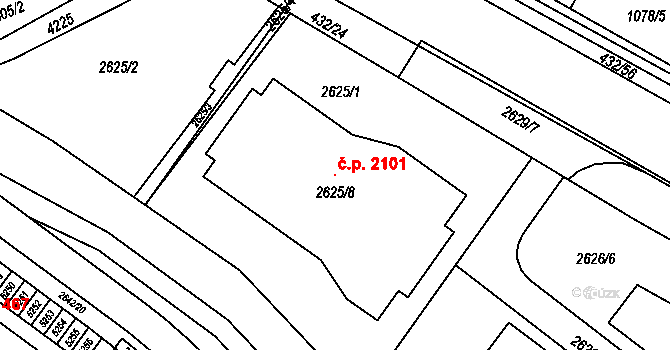 Kuřim 2101 na parcele st. 2625/8 v KÚ Kuřim, Katastrální mapa