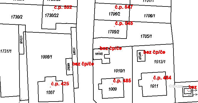 Batelov 106008901 na parcele st. 1010/2 v KÚ Batelov, Katastrální mapa