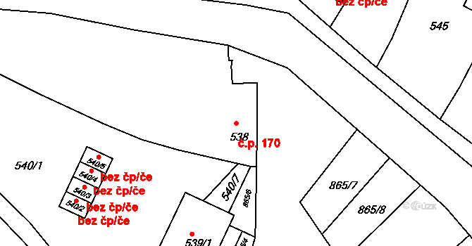 Šatov 170 na parcele st. 538 v KÚ Šatov, Katastrální mapa