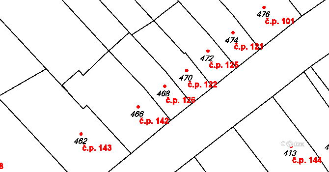 Přerov IV-Kozlovice 126, Přerov na parcele st. 468 v KÚ Kozlovice u Přerova, Katastrální mapa
