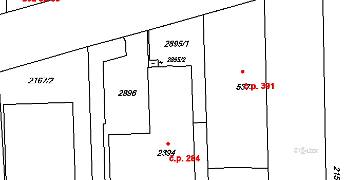 Hranice IV-Drahotuše 284, Hranice na parcele st. 2394 v KÚ Drahotuše, Katastrální mapa