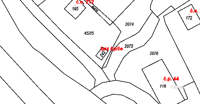 Plumlov 117386901 na parcele st. 242 v KÚ Žárovice, Katastrální mapa