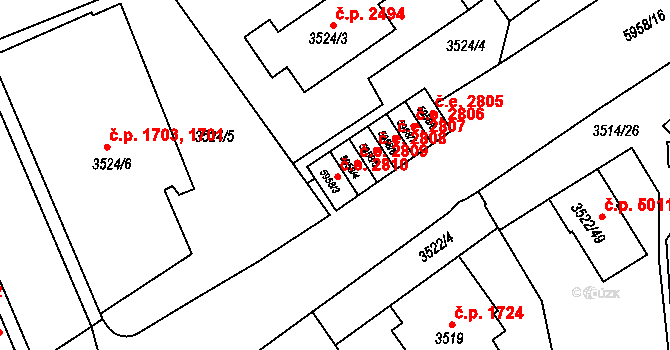 Jihlava 2810 na parcele st. 5958/3 v KÚ Jihlava, Katastrální mapa