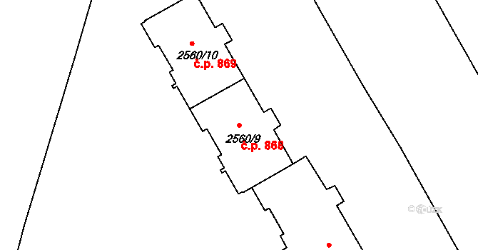 Lyžbice 868, Třinec na parcele st. 2560/9 v KÚ Lyžbice, Katastrální mapa
