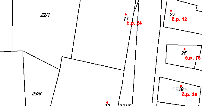 Lukov 24, Vraný na parcele st. 11 v KÚ Lukov, Katastrální mapa