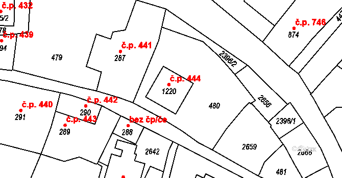 Polná 444 na parcele st. 1220 v KÚ Polná, Katastrální mapa