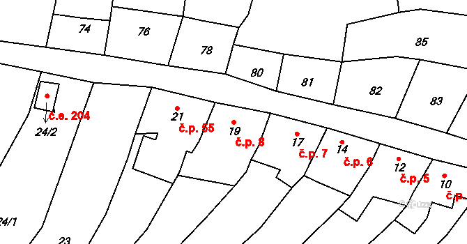 Radslavičky 8, Radslavice na parcele st. 19 v KÚ Radslavičky, Katastrální mapa