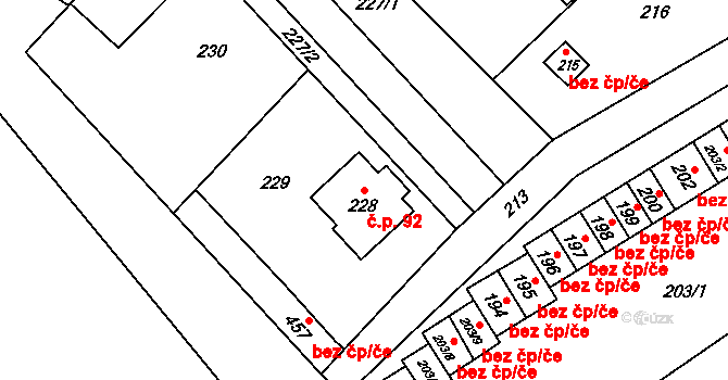 Edrovice 92, Rýmařov na parcele st. 228 v KÚ Edrovice, Katastrální mapa