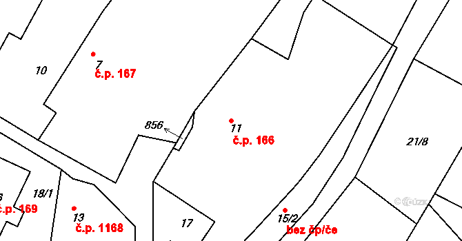 Ládví 166, Kamenice na parcele st. 11 v KÚ Ládví, Katastrální mapa