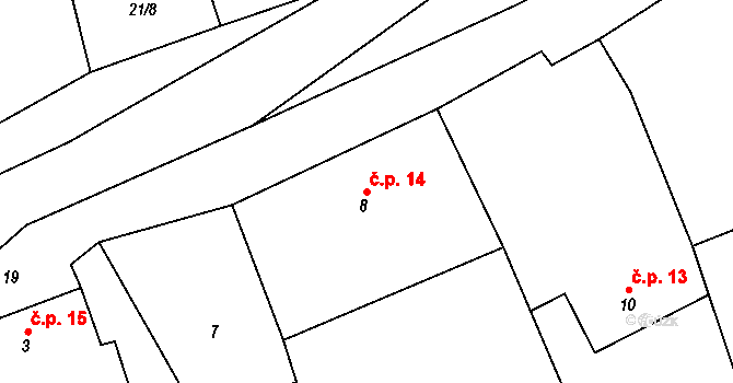 Luh nad Svatavou 14, Josefov na parcele st. 8 v KÚ Luh nad Svatavou, Katastrální mapa