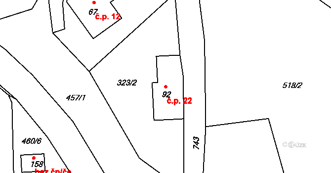Javorník 22, Proseč pod Ještědem na parcele st. 92 v KÚ Javorník u Českého Dubu, Katastrální mapa