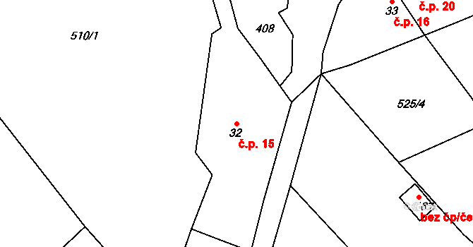 Kozlovice 15, Záluží na parcele st. 32 v KÚ Záluží u Roudnice nad Labem, Katastrální mapa