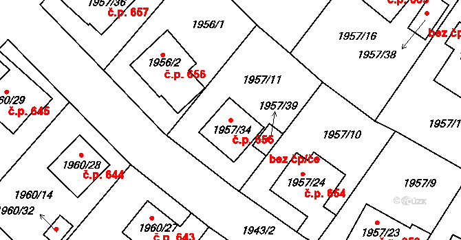 Semily 655 na parcele st. 1957/34 v KÚ Semily, Katastrální mapa