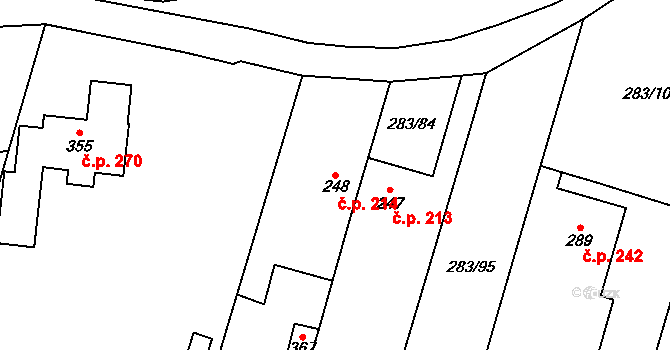 Ostroměř 214 na parcele st. 248 v KÚ Ostroměř, Katastrální mapa