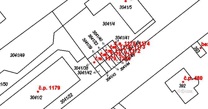 Střekov 1172,1177, Ústí nad Labem na parcele st. 3041/23 v KÚ Střekov, Katastrální mapa