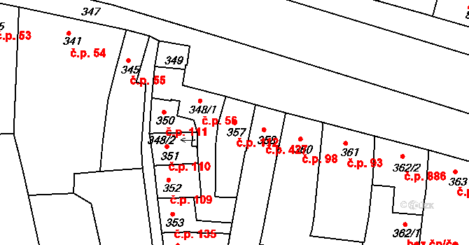 Chrlice 112, Brno na parcele st. 357 v KÚ Chrlice, Katastrální mapa