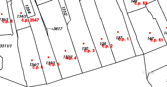 Pelhřimov 3 na parcele st. 130 v KÚ Pelhřimov, Katastrální mapa