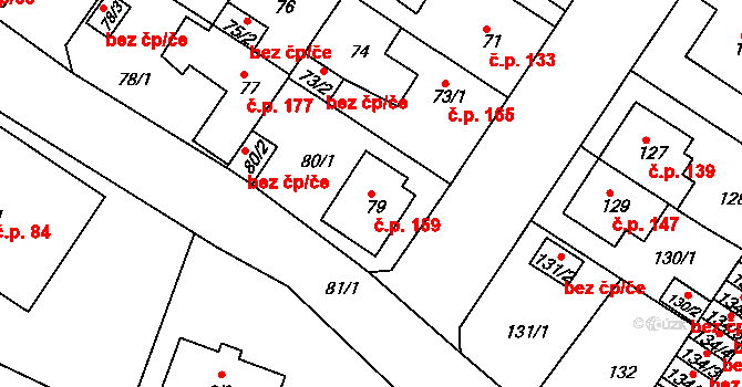 Prosetice 159, Teplice na parcele st. 79 v KÚ Prosetice, Katastrální mapa