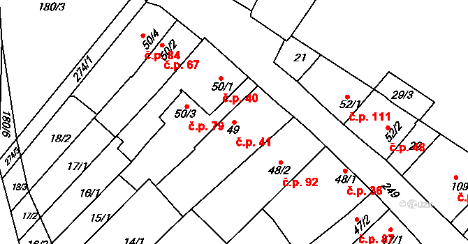 Nasobůrky 41, Litovel na parcele st. 49 v KÚ Nasobůrky, Katastrální mapa