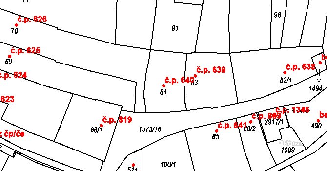 Litovel 640 na parcele st. 84 v KÚ Litovel, Katastrální mapa
