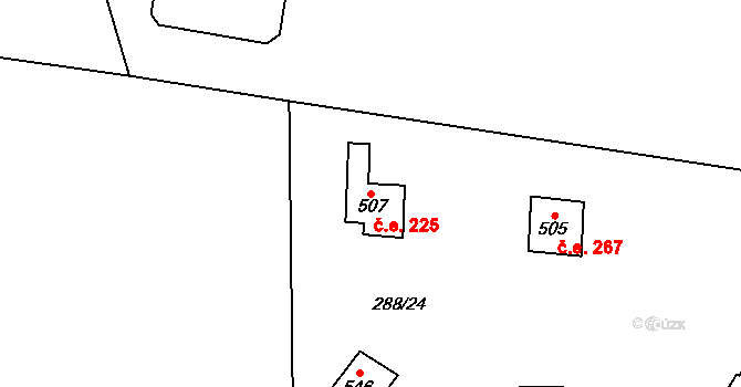 Jevany 225 na parcele st. 507 v KÚ Jevany, Katastrální mapa