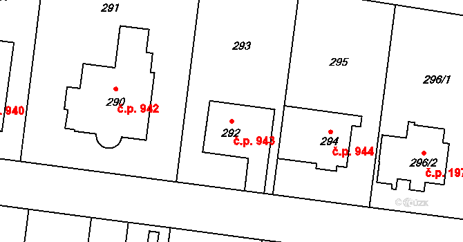 Břevnov 943, Praha na parcele st. 292 v KÚ Břevnov, Katastrální mapa