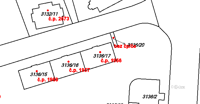 Dejvice 1956, Praha na parcele st. 3136/17 v KÚ Dejvice, Katastrální mapa