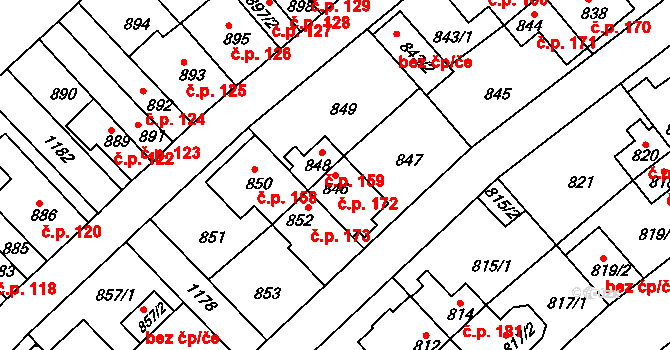 Prosek 172, Praha na parcele st. 846 v KÚ Prosek, Katastrální mapa