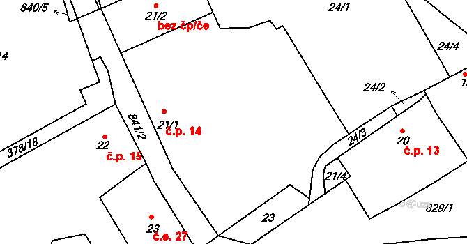 Chramosty 14, Dublovice na parcele st. 21/1 v KÚ Chramosty, Katastrální mapa